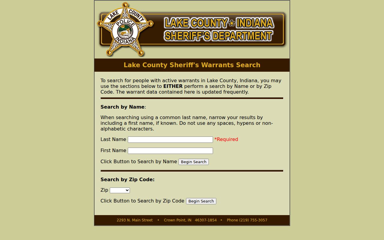 Lake County active warrant search empty results header